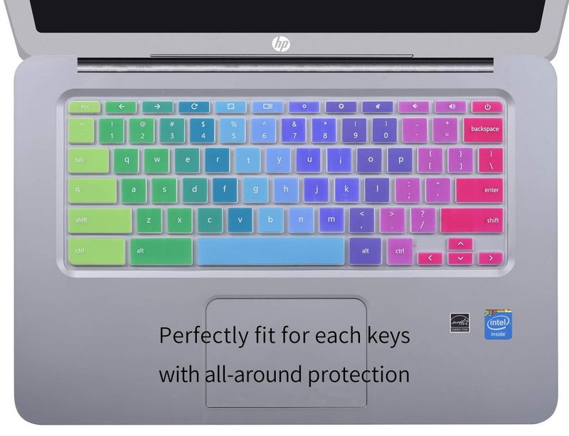 CaseBuy Colorful Keyboard Cover for HP 14 inch Chromebook 14-db 14-db0020nr / Chromebook 14-ca 14-ca061dx 14-ca064dx 14-ak Series, HP Chrome 14 G2 G3 G4 G5 Laptop, Rainbow - Image 5